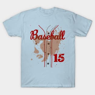 Baseball Jersey Number 15 Kids Baseball Uniform Dirty Funny #15 T-Shirt